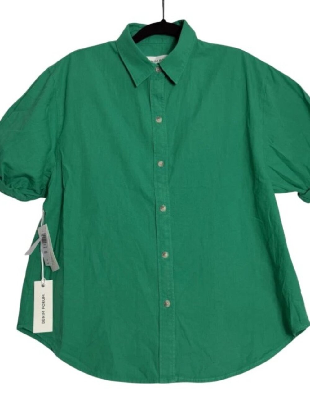 NWT Denim Forum Jardin Vert Greenery Jane HIP Short Sleeve Button Shirt Sz Small
